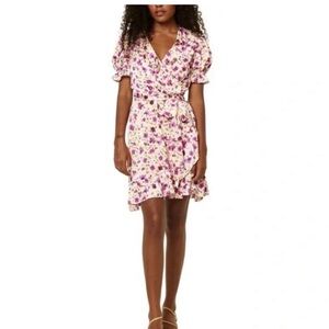 MISA Los Angeles Floral Wrap Mini Dress